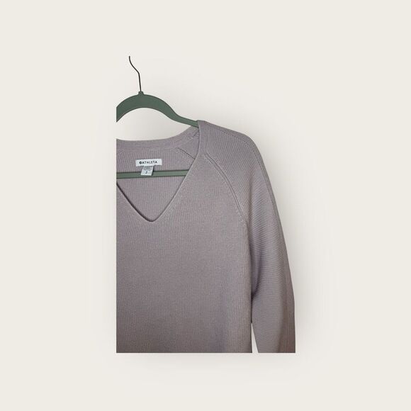 Athleta Hanover Merino Wool V-Neck Sweater Lavender Size Small - Picture 6 of 8